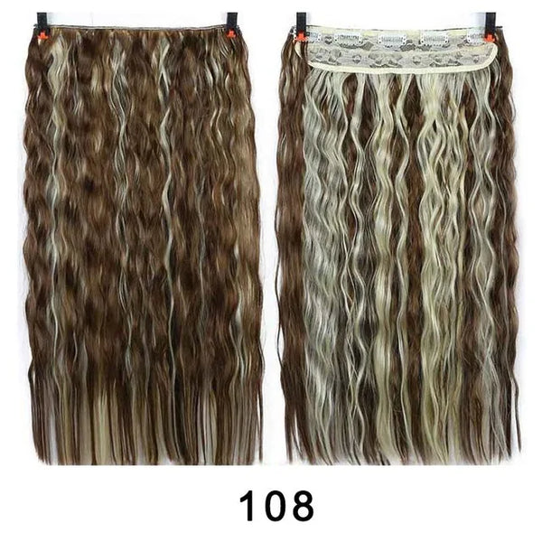 XUANGUANG Long Synthetic Hair 5 Clips in Hair Extension Heat Resistant Hairpiece Natural Wavy Hair Piece