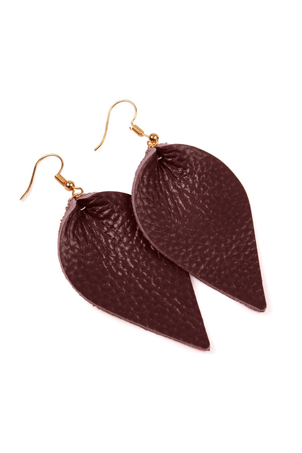 Teardrop Shape Genuine Leather Earrings