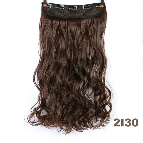 XUANGUANG Long Synthetic Hair 5 Clips in Hair Extension Heat Resistant Hairpiece Natural Wavy Hair Piece