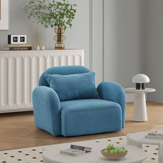 Living Room Furniture Lazy Sofa Chair Teddy Fabric Blue