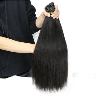 Light Yaki I Tip Human Hair Extension Brazilian Remy Hair Microlink Pre Bonded Yaki Straight Stick I Tip Hair 100g 100strands