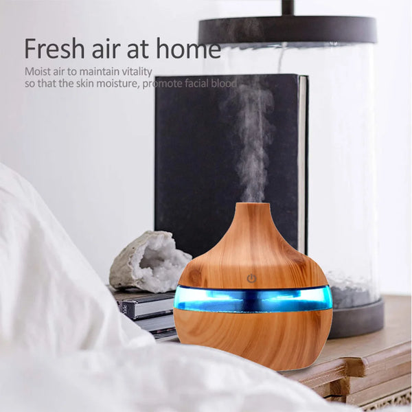 300mL Aroma Essential Oil Diffuser Wood Grain Desktop Air Humidifier Aromatherapy Purifier Mist Maker for Office Home