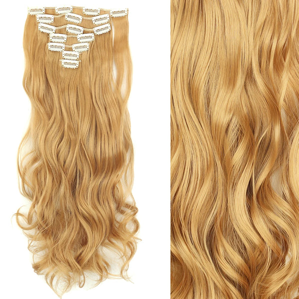 22Inch Long Straight Wavy Hair Extension 7Pcs/Set 16 Clips High Tempreture Synthetic Hairpiece Clip in Hair Extensions