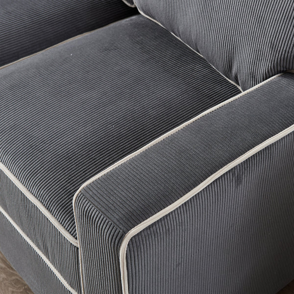 Living Room Sofa With Storage Dark Grey Corduroy