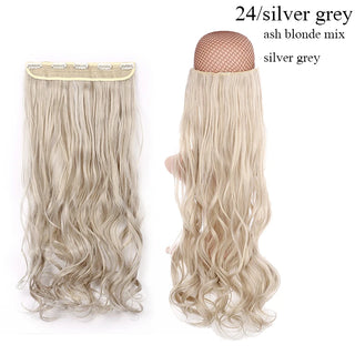 Buy 24-silvergrey BENEHAIR Synthetic Hairpieces 24&quot; 5 Clips in Hair Extension One Piece Long Curly Hair Extension for Women Pink Red Purple Hair