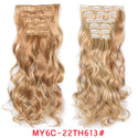 16 Clips Clip in Hair Extension Long Synthetic Hair Heat Resistant Hairpiece Natural Wavy Ombre Hair Piece 6Pcs/Set 20Inch LIHUI