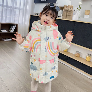 Buy beige1 2022 New Girls Boys Down Jacket Winter Coats Children Clothes Hooded Windbreaker Coat for Kids 2-7 Years Cotton Warm Outerwear