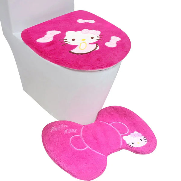 Sanrio Hello Kitty Cute Toilet Seat Cushion Household Paste Toilet Ring Thickened Plus Velvet Toilet Seat Universal Toilet Seat