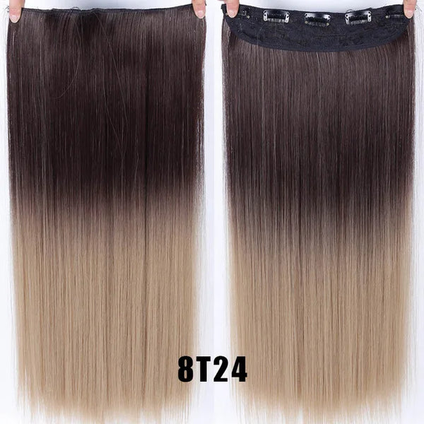 XUANGUANG Long Synthetic Hair 5 Clips in Hair Extension Heat Resistant Hairpiece Natural Wavy Hair Piece