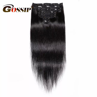 Gossip Brazilian Straight Hair Clip in Human Hair Extensions Natural Color 8 Pieces/Set 120G 28 Inch Remy Hair Free Shipping