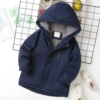 Buy navy-blue-02 IYEAL Kids Boys Winter Coat Children Zipper Clothing Long Sleeve Hooded Windproof  Jackets Warm Coats Clothes for 4-12 Years