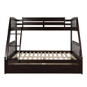 Solid Wood Twin Over Full Bunk Bed With Two Storage Drawers, Espresso