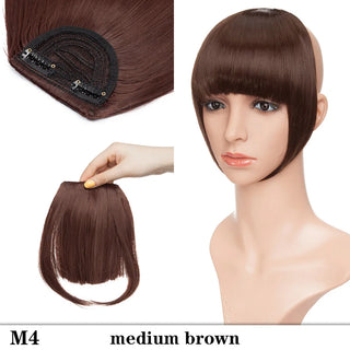 Buy medium-brown HAIRRO 8&quot; Short Synthetic Bangs Heat Resistant Hairpieces Hair Women Natural Short Fake Hair Bangs Hair Clips on Bangs 24 Colors