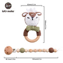 Let's Make Baby Rattles Set Crochet Animal Elk Amigurumi Elephant Baby Teether Wooden Pacifier ChainBPA Free Nursing Rattle Toys