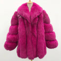 Fur Coats Women Long Luxury Real Red Fox Fur Jacket Turn Down Collar Furry Thick Warm Coat Winter