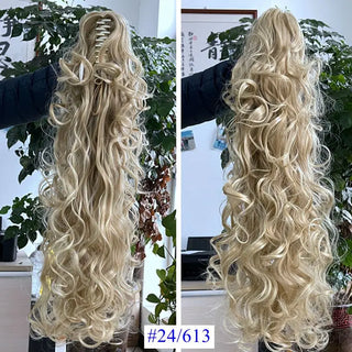 Buy 24-613 Luxury for Braiding 76cm 210g  Long Wavy High Temperature Fiber Synthetic Hair Pieces Claw Clip Ponytail Extensions for Women