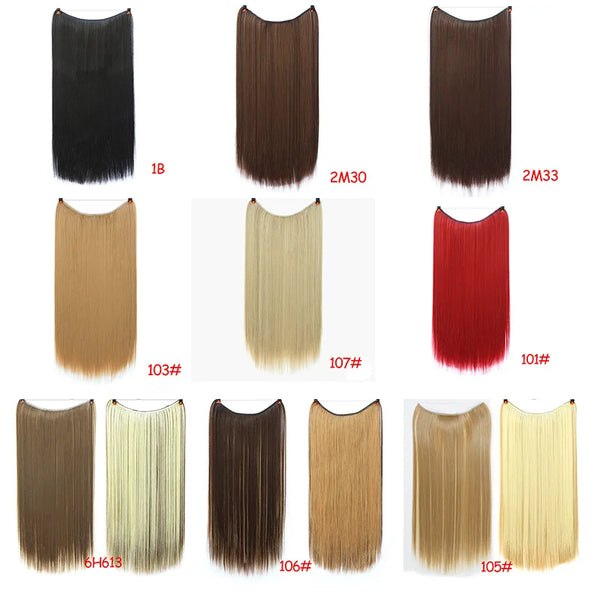 LUPU Synthetic Hair Extensions Invisible Fash Line No Clips in Hairpieces Natural Secret Wire Fake Hair High Temperture Fiber