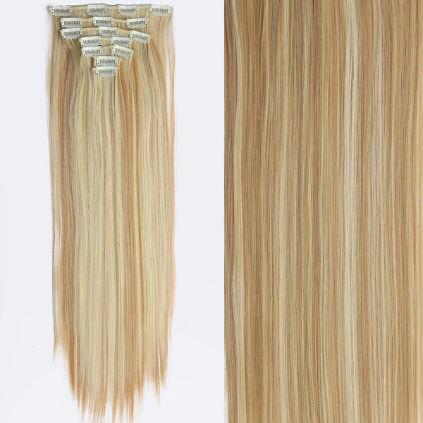 22Inch Long Straight Wavy Hair Extension 7Pcs/Set 16 Clips High Tempreture Synthetic Hairpiece Clip in Hair Extensions