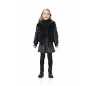 Fashion Joining Design Winter Coats Filling White Duck Down Warm Jackets Soft Fur Fabric and Glossy Black Waterproof Coats