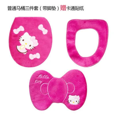 Sanrio Hello Kitty Cute Toilet Seat Cushion Household Paste Toilet Ring Thickened Plus Velvet Toilet Seat Universal Toilet Seat