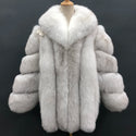 Fur Coats Women Long Luxury Real Red Fox Fur Jacket Turn Down Collar Furry Thick Warm Coat Winter