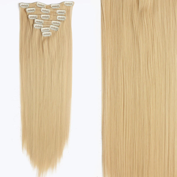 22Inch Long Straight Wavy Hair Extension 7Pcs/Set 16 Clips High Tempreture Synthetic Hairpiece Clip in Hair Extensions