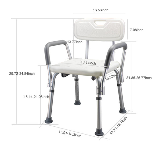 Bathroom Safety Anti-Slip Shower Chair for Elderly Pregnant Disabled Bathroom Shower Bench Adjustable Height Shower Tub Stool