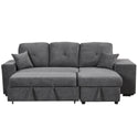 Reversible Sleeper Sectional Sofa Bed With Side Shelf and 2 Stools,Pull-Out L-Shaped Sofa Bed,Corner Sofa-Bed With Stora