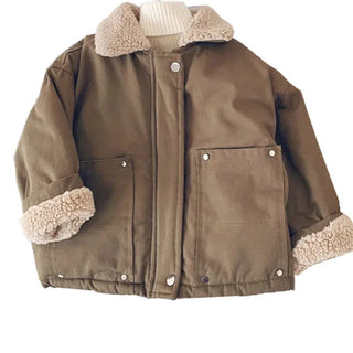 Buy brown Boys Lamb Wool Blend Coat Autumn Winter Coats Fur Jackets for Girls Teddy Bear Cute Warm Jacket Children Snowsuit Fashion Child