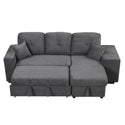 Reversible Sleeper Sectional Sofa Bed With Side Shelf and 2 Stools,Pull-Out L-Shaped Sofa Bed,Corner Sofa-Bed With Stora