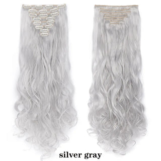 Buy silver-grey HAIRRO 24Inches 170g 36 Colors Long Straight Synthetic Hair Extensions Clips in High Temperature Fiber Black Brown Hairpiece