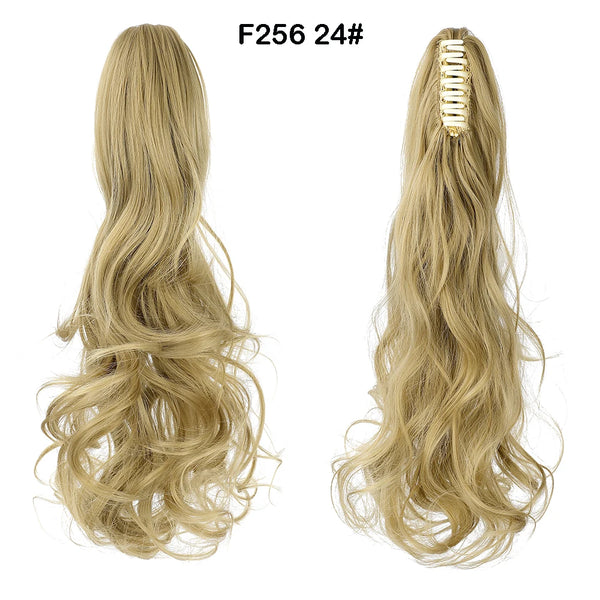 SHANGZI Ponytail Extensions Synthetic Claw Clip on Blonde Ponytail Wig Pony Tail Long Curly Hair Women Hairpiece 18-22 Inch