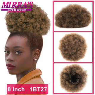 Buy fbbzt01-1bt27 Afro Puff Drawstring Ponytail Extension Synthetic Kinky Curly Ponytail Hair Chignon Dreadlock Buns Afro Puff for Black Women