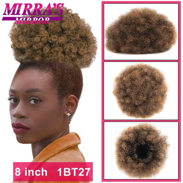 Afro Puff Drawstring Ponytail Extension Synthetic Kinky Curly Ponytail Hair Chignon Dreadlock Buns Afro Puff for Black Women