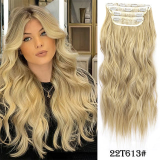 Buy wavy-22t613 Leeons Synthetic Hair 11Clips in Hair Extension Body Wave 20&quot;Hair Extension Clip for Women Synthetic Hair Extensions Brown Ombre