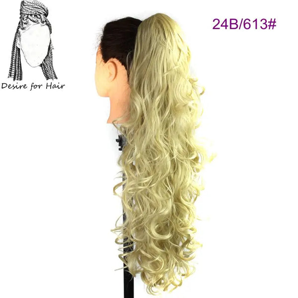 Desire for Hair 30 Inch Long Curly Claw Clip Ponytail Heat Resistant Synthetic Hairpieces Fake Hair Extensions