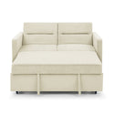 Loveseats Sofa Bed With Pull-Out Bed,Adjsutable Back and Two Arm Pocket,Beige (54.5"x33"x31.5")