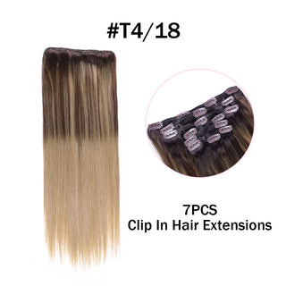 Buy dl-t4-18 Hair Extensions Clip in Human Hair 7PCS Balayage Natural Black to Golden Blonde Clip in Hair Extension Real Human Hair Extension