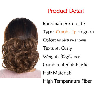 HAIRRO LARGE Comb Clip in Curly Hair Extension Synthetic Hair Pieces Chignon Women Updo Cover Hairpiece Extension Hair Bun