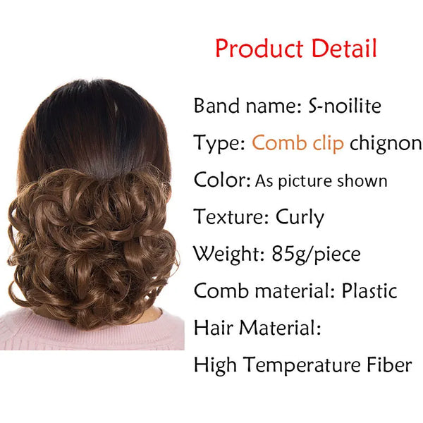 HAIRRO LARGE Comb Clip in Curly Hair Extension Synthetic Hair Pieces Chignon Women Updo Cover Hairpiece Extension Hair Bun