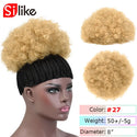 Silike Synthetic Short Afro Puff Hair Bun High Temperature Drawstring Warp Pony Tail Clip in Hair Extension Kinky Curly Hair Bun