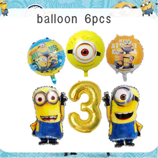 Buy balloon-6pcs7 Big Eye Yellow Man Birthday Decoration Disposable Tableware Tablecloth Plate Cup Balloon Baby Shower Boys Girls Party Supplies