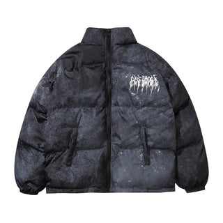 Buy graffiti-black Fashion Winter Down Padded Jacket Men Women Cartoon Bear Print Parka Hip Hop Streetwear Winter Thick Warm Jackets Coats Clothes