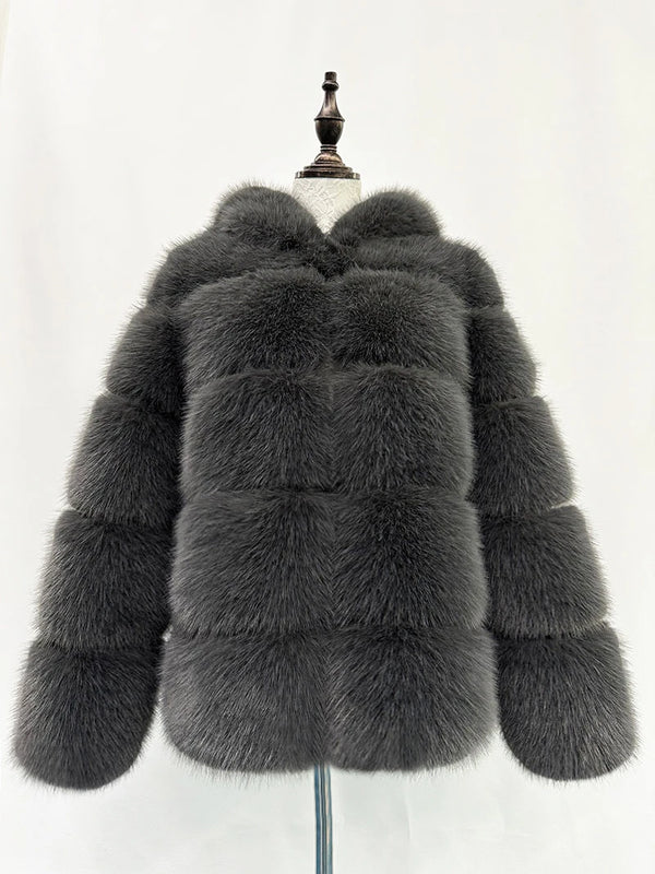 ZADORIN Winter Thick Warm Fluffy Faux Fur Coat Women Furry Hooded Long Sleeve Faux Fur Jacket Luxury Fur Coats Female Outerwears