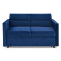 Loveseats Sofa Bed With Pull-Out Bed,Adjsutable Back and Two Arm Pocket,Blue (54.5"x33"x31.5")