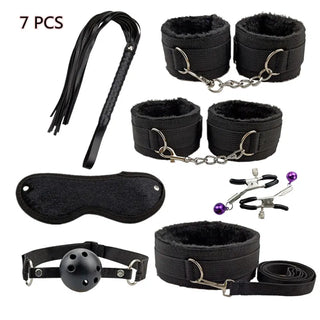 Buy nylon-7pcs-black BDSM Kit Sex Toys for Men Erotic Handcuffs Whip Sextoy Anal Plug Vibrator Bdsm Sex Bondage Set Adult Toys Sm Products Sex Toys