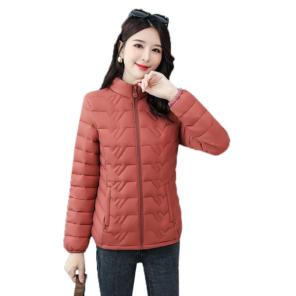 2020 Autumn Winter Jackets Middle-Aged Women's Down Cotton Coat Stand-Up Collar Large Size Thin  and Light Warm Coats Outwear 5X