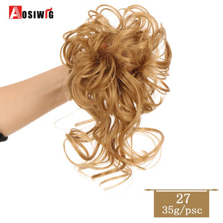 Buy 27 AOSIWIG Synthetic Long Curly Chignons Hair Tails Clip in Hair Extensions Fake Hair Pieces Heat Resistant Chignons for Women