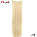 AOSIWIG Long Straight Natural Fake Hairpieces Black Brown Color  High Temperture Synthetic 5 Clip in Hair Extensions for Women