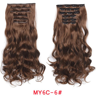 Buy my6c-6 16 Clips Clip in Hair Extension Long Synthetic Hair Heat Resistant Hairpiece Natural Wavy Ombre Hair Piece 6Pcs/Set 20Inch LIHUI